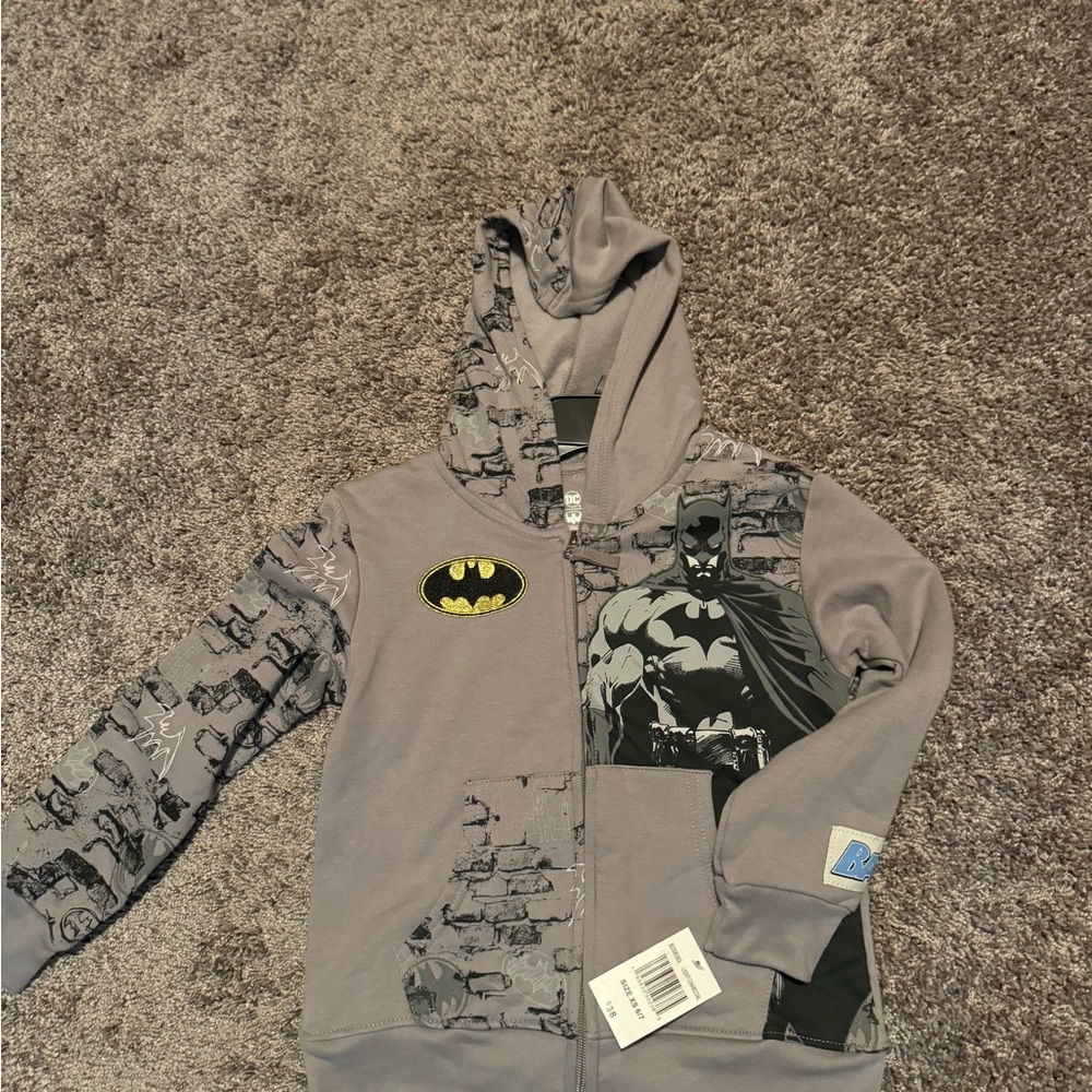 Gray Batman Hoodie with Graphic Design